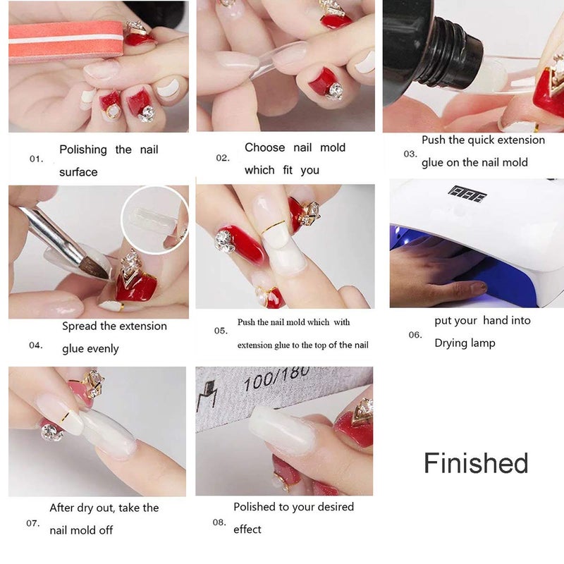 Beuniar Nail Extension Form Tips Clear 100pcs Poly Gel Acrylic Nails Mold Artificial Dual Forms System UV Gel DIY Polish Manicure Tool 100PCs/Case with Scale - Image 5